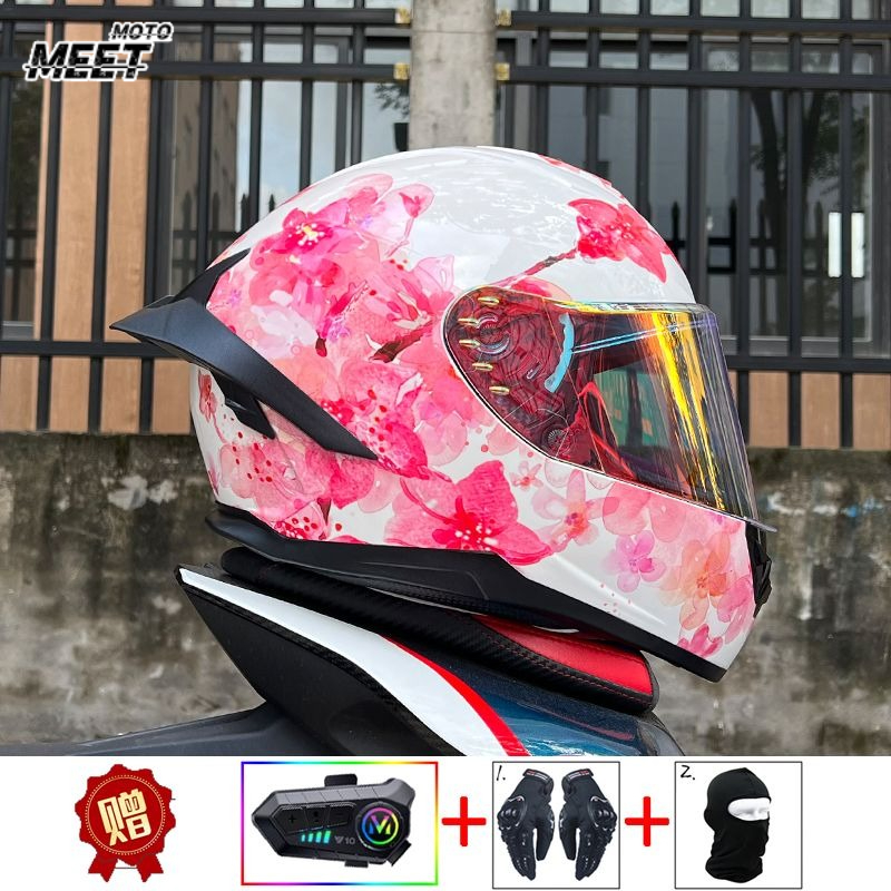 Full Face Motorcycle Helmet With Bluetooth - ORZ オートバイ Bluetooth ヘルメット四季用バイクヘルメット男性女性用モトクロスヘルメット Capacete De