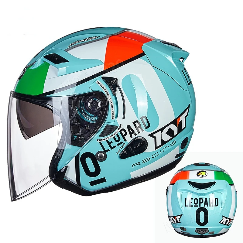 Vintage Open Face Retro Helmet - Kyct-ヴィンテージオープンフェイスのオートバイ用ヘルメット,レトロな3/4ハーフヘルメットタイプ