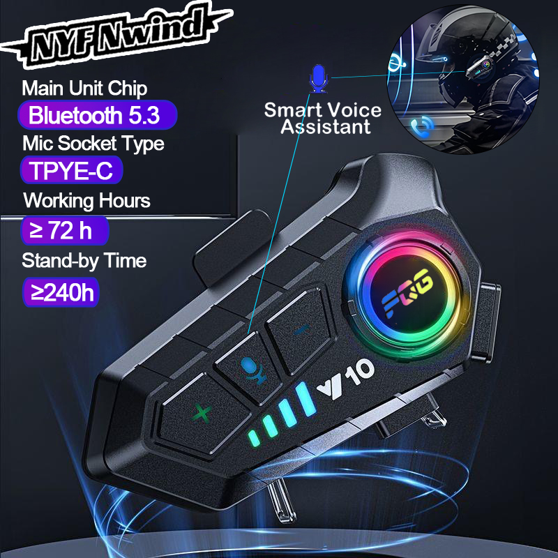 Full Face Motorcycle Helmet With Bluetooth - オートバイ用Bluetoothヘッドセット,ワイヤレスハンズフリーハンドコールキット,防水音楽プレーヤー,オートバイヘルメットヘッドセット,5.3