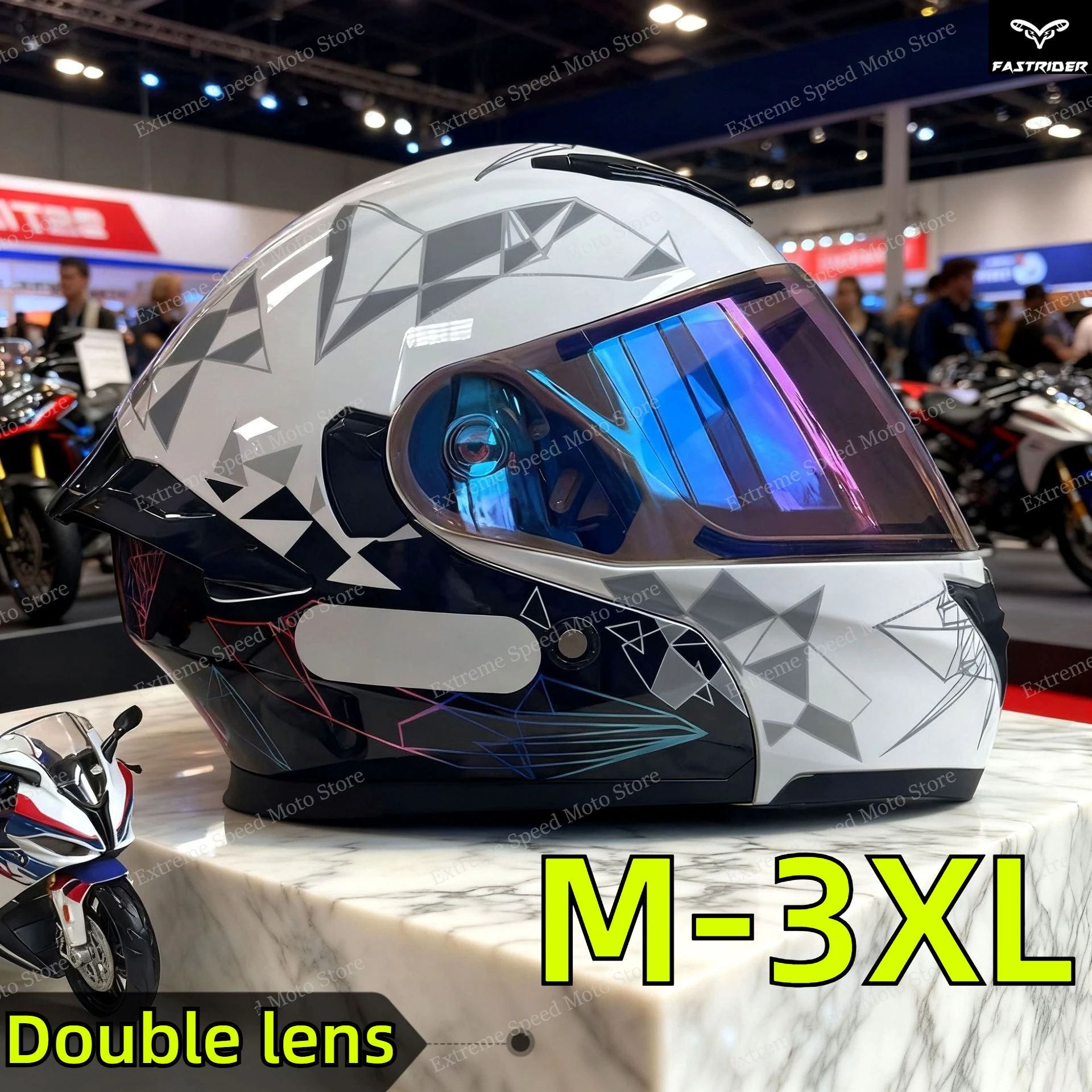 Dual Visor Motorcycle Racing Helmet - 認証済みモジュラーフリップアップオートバイヘルメット、デュアルバイザーフルフェイスバイクヘルメット（ストリートレース用）