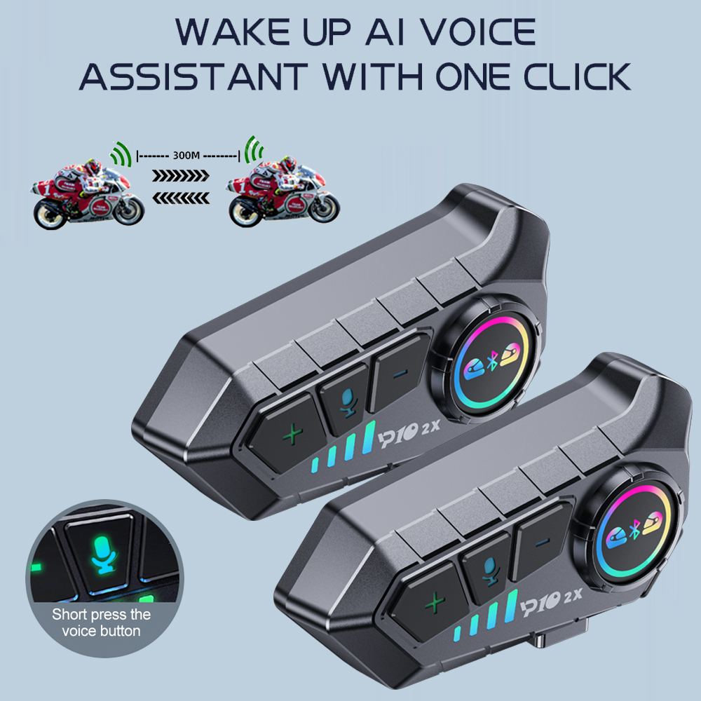 Universal Motorcycle Helmet Intercom Headset - Y10 2x オートバイインターホン Bluetooth ヘッドセット防水 300