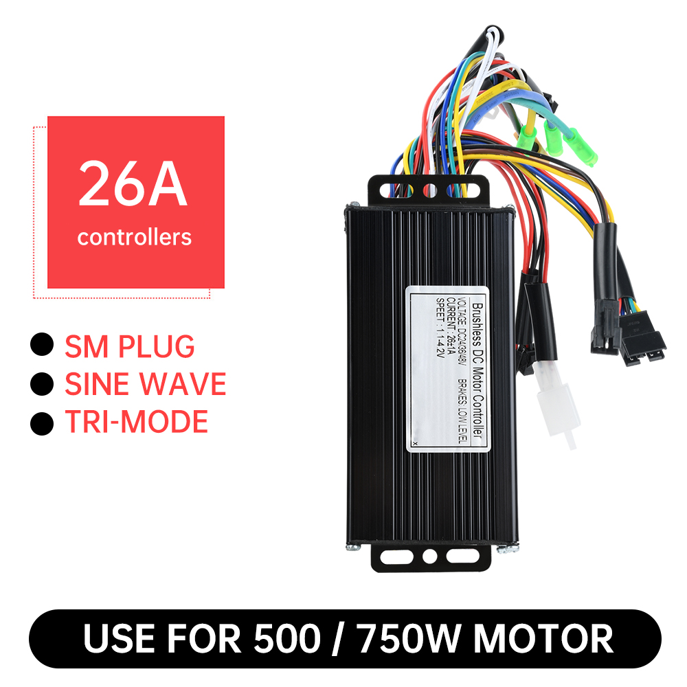 Scooter Parts - 24V/36/48V DC ブラシレスモーターコントローラー 26A 500/750W 3