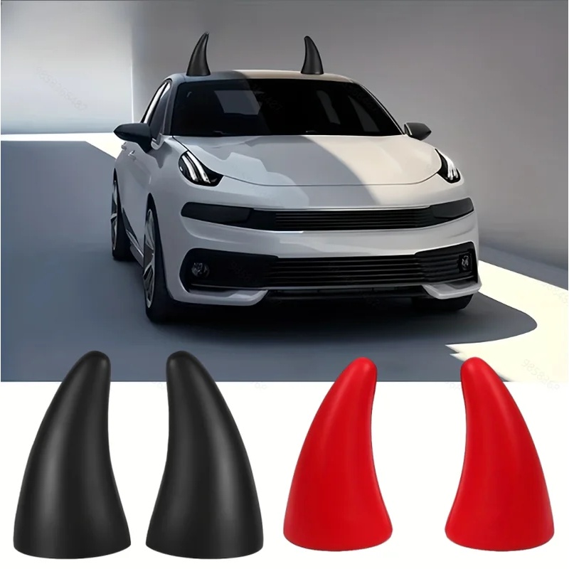 Motorcycle Helmets - 車、自動車、トラック用弾性3Dデビルホーンステッカー、バンパー装飾、衝突防止、大型デビルホーン、バイク、オートバイ、スキーヘルメット用
