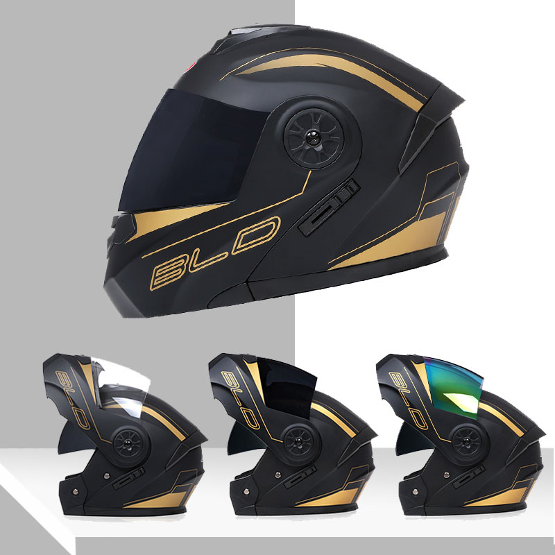 デュアルレンズヘルメット モジュラーファッション フリップオ - Dual Visor Motorcycle Racing Helmet のレビューと価格