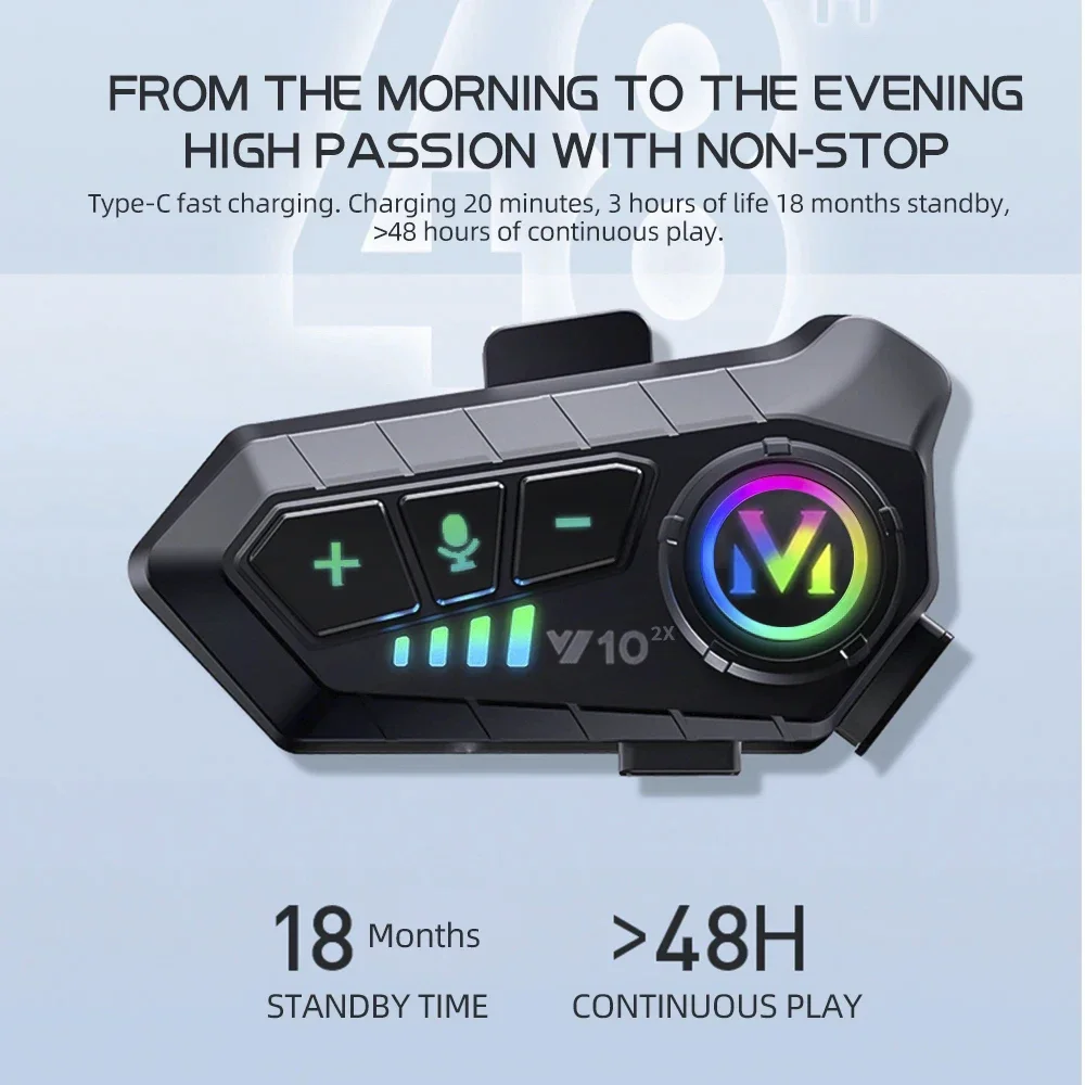 V10 2X ブルートゥースバイクヘルメットインターコム 3 - Universal Motorcycle Helmet Intercom Headset のレビューと価格