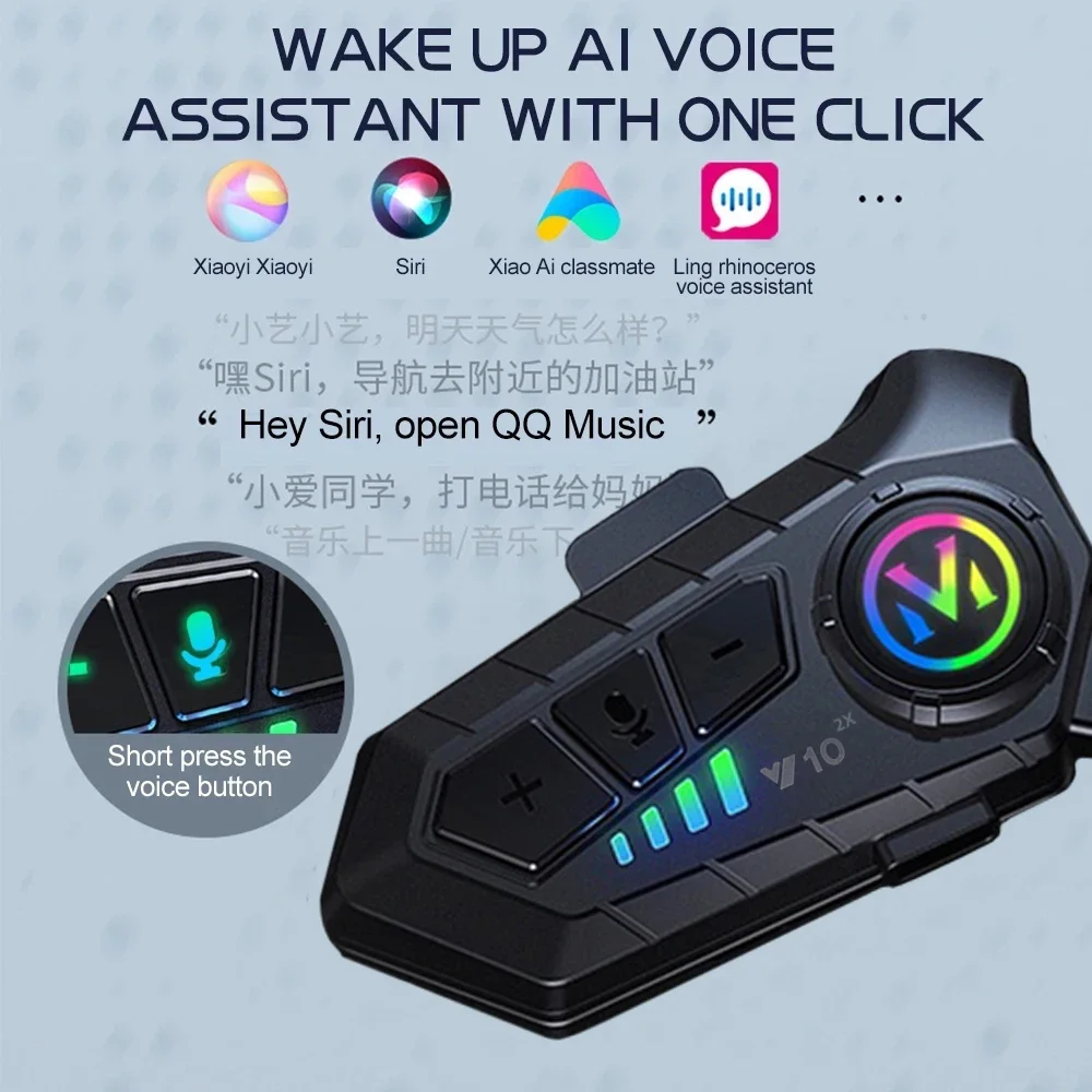 V10 2X ブルートゥースバイクヘルメットインターコム 3 - Universal Motorcycle Helmet Intercom Headset のレビューと価格