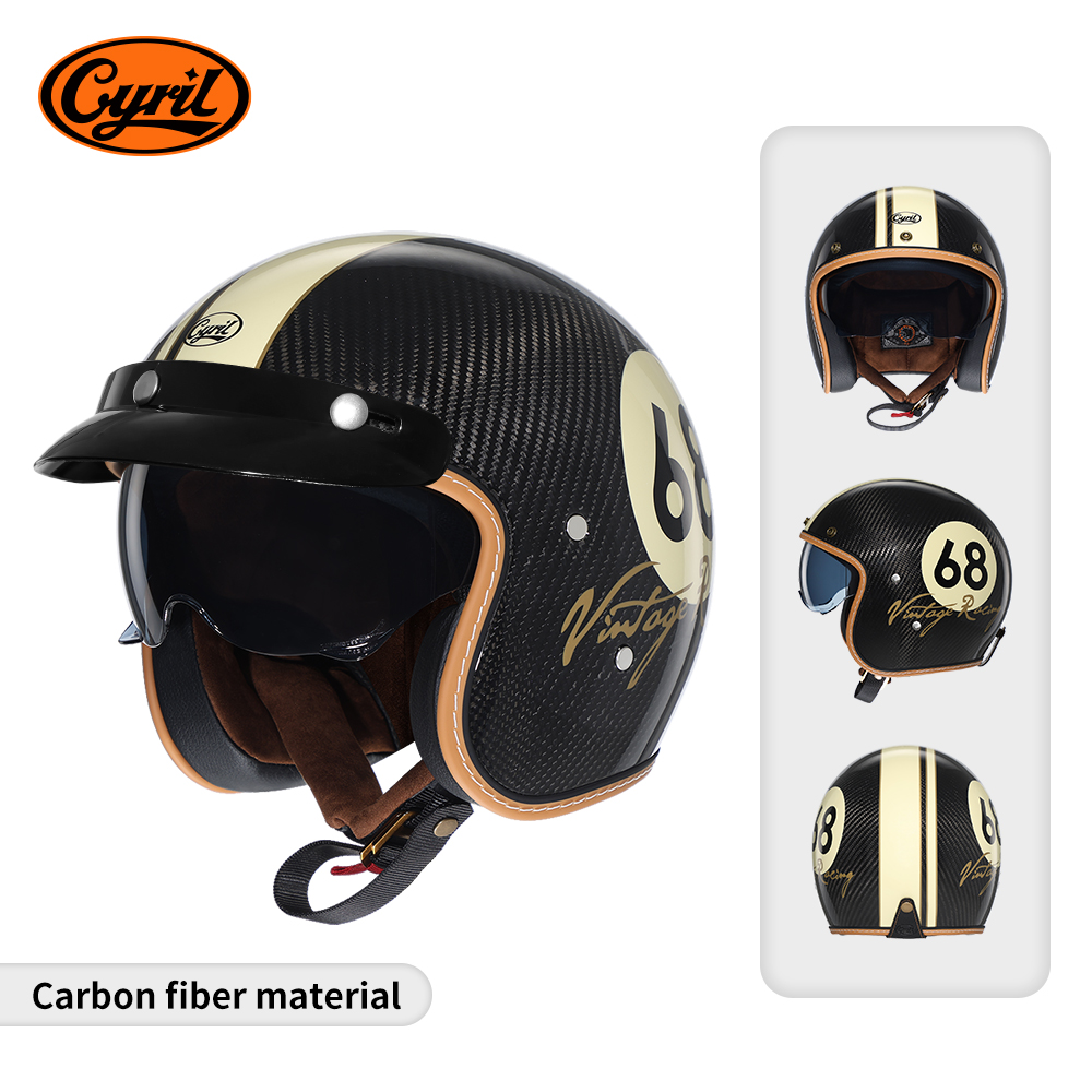 軽量カーボンファイバーオープンフェイスオートバイヘルメットハ - Carbon Fiber Lightweight Motorcycle Helmet のレビューと価格