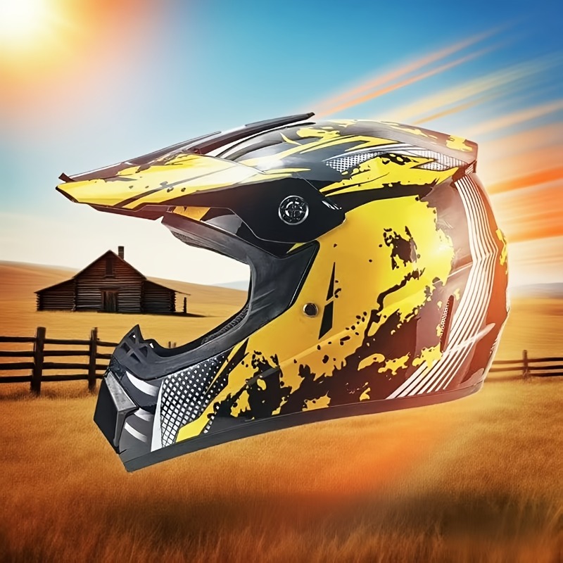 ダートバイクモトクロスヘルメットセット、オフロードバイクヘル - Off Road Motocross Helmet Goggles Set のレビューと価格