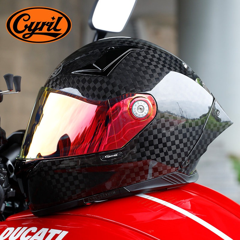 CYRIL カーボンファイバーフルフェイスオートバイヘルメッ - Carbon Fiber Lightweight Motorcycle Helmet のレビューと価格