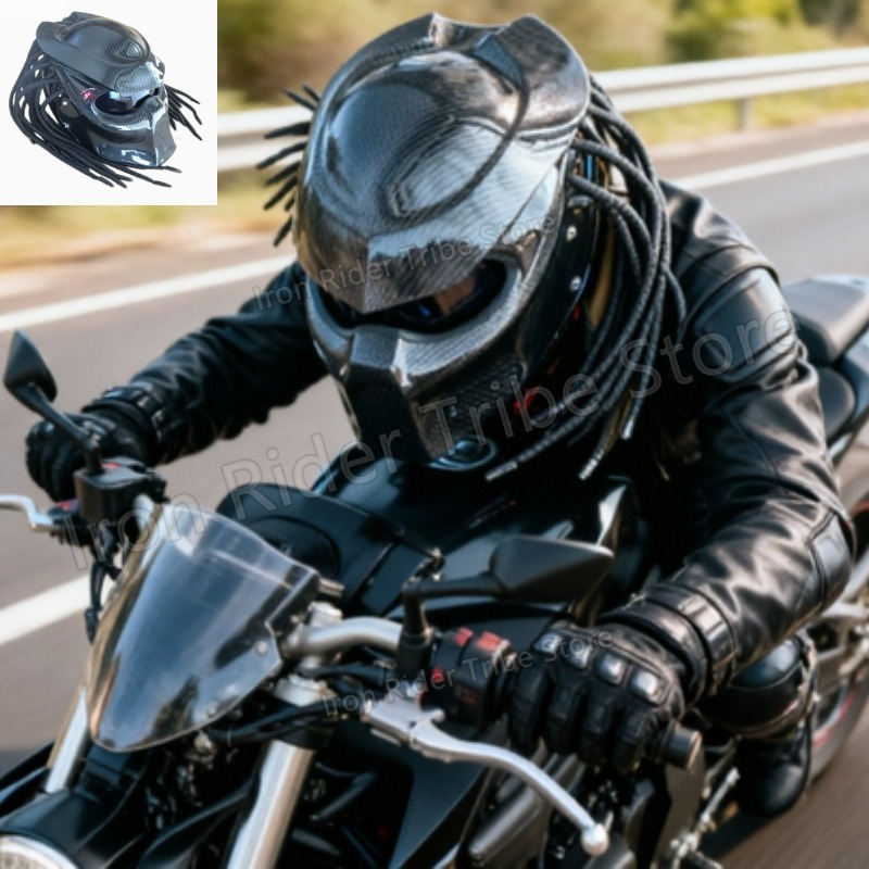 HOT Racing Predator カーボンファイバー  - Custom Predator Motorcycle Helmet のレビューと価格