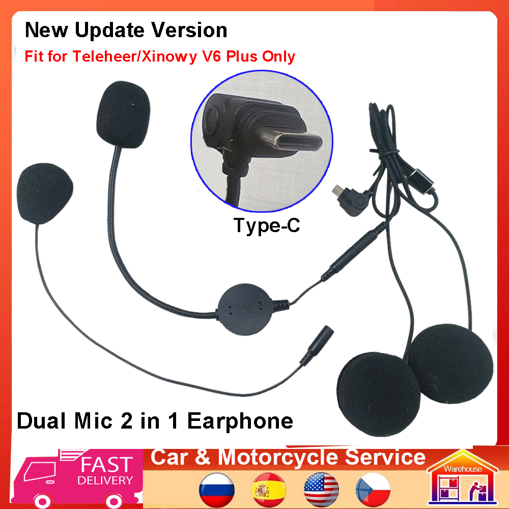 タイプ C イヤホンスピーカー 2 in 1 デュアルマイク - Universal Motorcycle Helmet Intercom Headset のレビューと価格