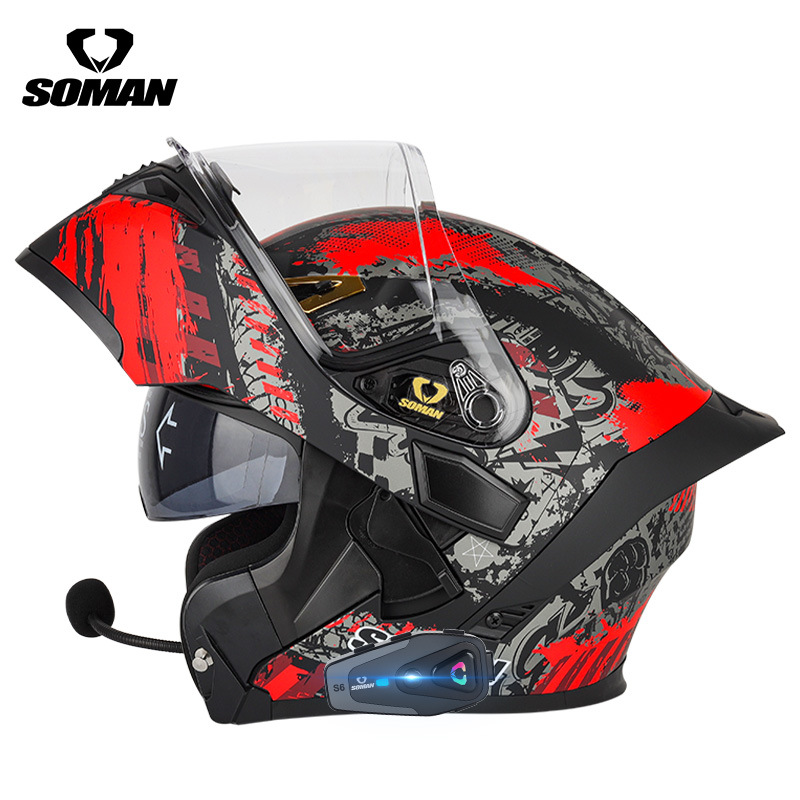 SOMANフリップアップオートバイヘルメットフルフェイスDO - Dual Visor Motorcycle Racing Helmet のレビューと価格