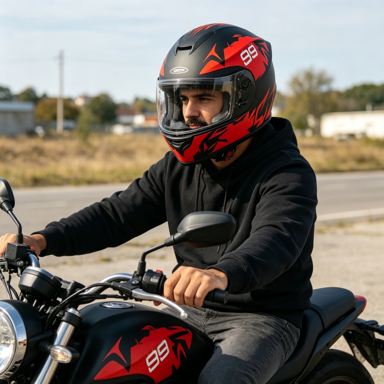 メンズフルフェイスオートバイヘルメット デュアルバイザー レ - Dual Visor Motorcycle Racing Helmet のレビューと価格