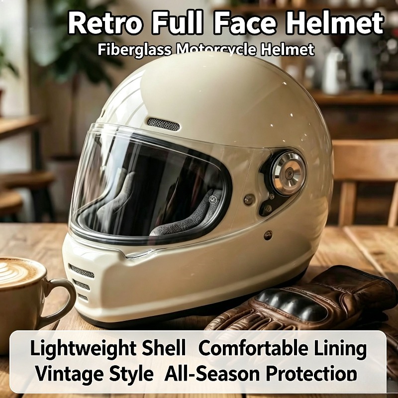 カーボンファイバーレトロヘルメット オートバイフルフェイスヘ - Carbon Fiber Lightweight Motorcycle Helmet のレビューと価格