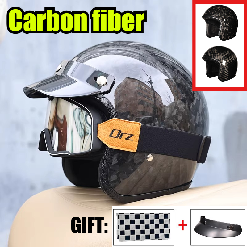 2026年カーボンファイバーヴィンテージヘルメット、オートバ - Carbon Fiber Lightweight Motorcycle Helmet のレビューと価格