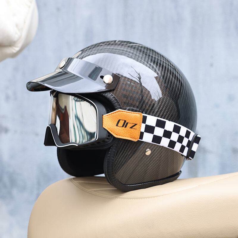 2026年カーボンファイバーヴィンテージヘルメット、オートバ - Carbon Fiber Lightweight Motorcycle Helmet のレビューと価格