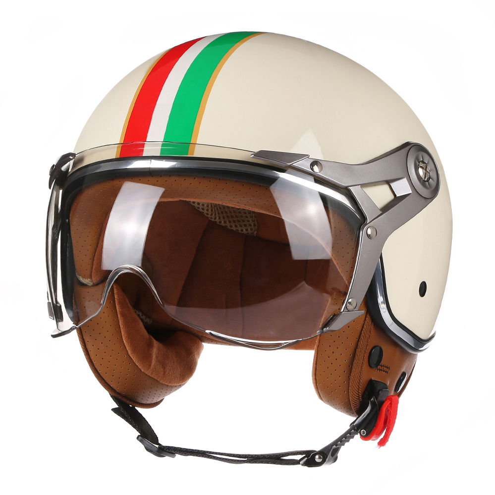 DOT オープンフェイス 3/4 オートバイレトロバイクヘル - Vintage Open Face Retro Helmet のレビューと価格