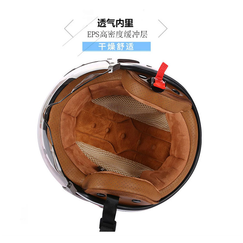DOT オープンフェイス 3/4 オートバイレトロバイクヘル - Vintage Open Face Retro Helmet のレビューと価格