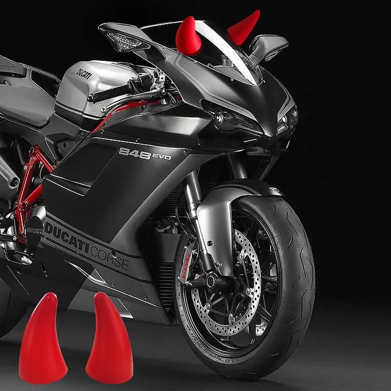 車、自動車、トラック用弾性3Dデビルホーンステッカー、バンパ - Motorcycle Helmets のレビューと価格